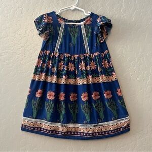 Cleobella Littles blue and pink floral boho hand made dress size 3